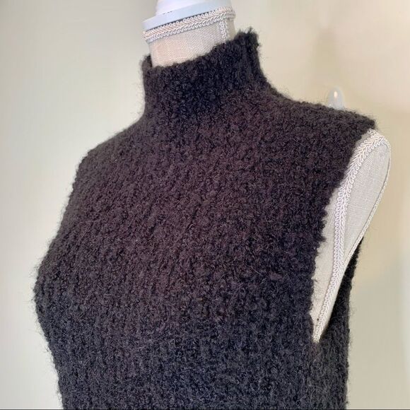 Club Monaco Black Sleeveless Turtleneck Sweater Wool Blend Side Snaps XS - Picture 3 of 14